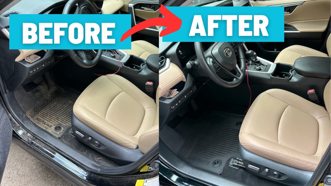 Toyota RAV4 interior before and after cleaning
